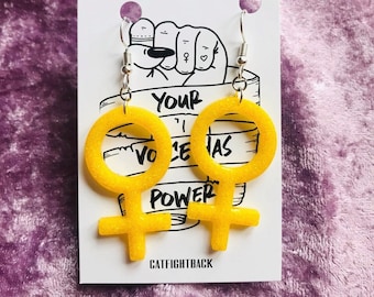 Feministische oorbellen voor feministisch symbool voor feminisme Sieraden voor feministische sieraden Vrouw symbool Venus symbool Cadeau voor feministische mode