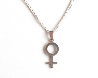 Large Feminist Symbol Necklace, Venus Symbol Necklace, Feminist Symbol Necklace, Feminist Necklace, Feminist Symbol, Feminist Sterling
