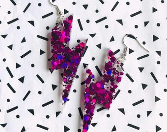 Lightning Bolt Drop Earrings – Modern Handmade Design