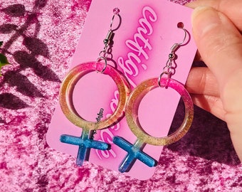 Feminist Earrings, LGBTQ Earrings, LGBT Earrings, Gay Pride Earrings, Pride Earrings, Rainbow Earrings, Pride Jewelry, Feminist Symbol