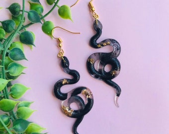 Snake Earrings For Witches Earrings With Snakes Hoops With Moon Earrings Celestial Snake Earrings With Serpents With Hoops Sun Moon Rings