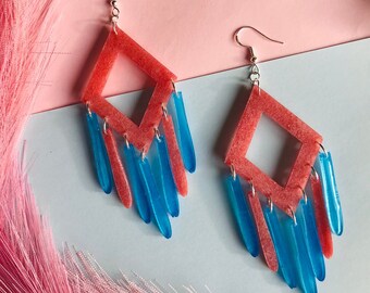 Dangle Earrings, Statement Earrings, Oversize Earrings, Colorful Earrings, Pinkcore