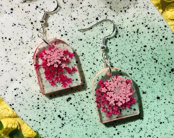 Resin Floral Earrings, Flower Earrings, Spring Earrings, Colorful Earrings, Floral Jewelry, Flower Jewelry, Dried Flowers
