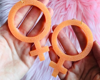 Feminist Symbol Dangle Earrings – Handcrafted Statement Jewelry