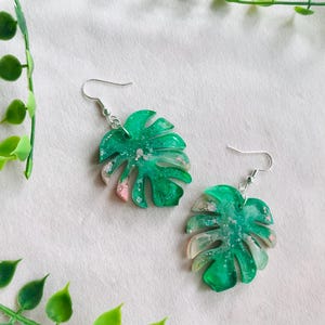 Botanical Earrings – Handcrafted Monstera Leaf Statement Jewelry