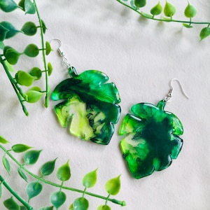 Botanical Earrings – Handcrafted Monstera Leaf Statement Jewelry
