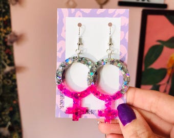 Sparkling Feminist Symbol Earrings – Handmade Venus Earrings