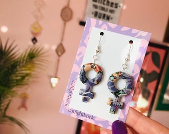 Floral Feminist Earrings, Venus Symbol Earrings, Feminist Earrings, Feminist Jewelry, Statement Earrings, Woman Symbol Earrings