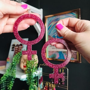 Feminist Symbol Dangle Earrings – Handcrafted Statement Jewelry