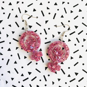 Handcrafted Feminist Symbol Earrings – Empowering Jewelry