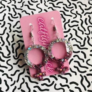 Handcrafted Sparkling Feminist Symbol Earrings – Empowering Jewelry