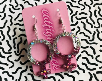 Handcrafted Sparkling Feminist Symbol Earrings – Empowering Jewelry