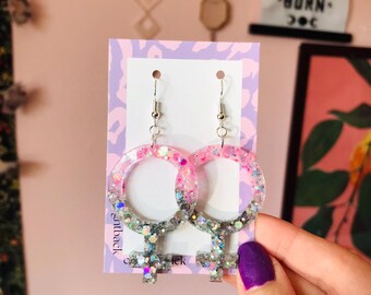 Handcrafted Feminist Symbol Earrings – Sparkling Venus Earrings