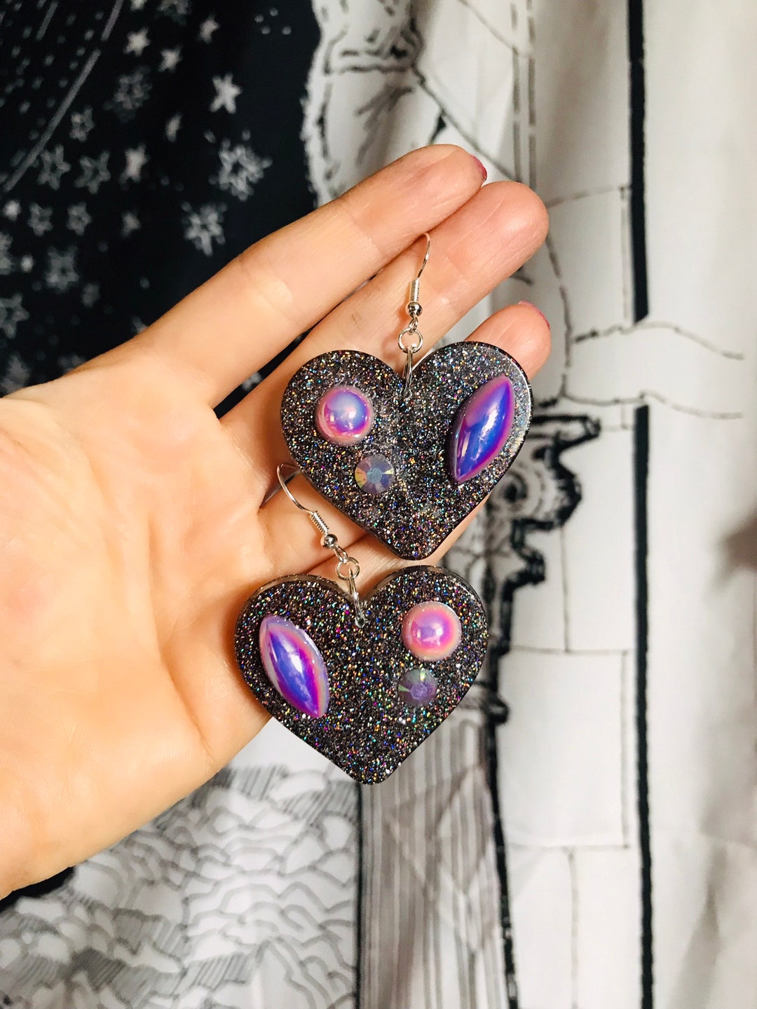 Funkelnde Herz baumeln Ohrringe Herz Ohrringe funkelnde Etsy.de