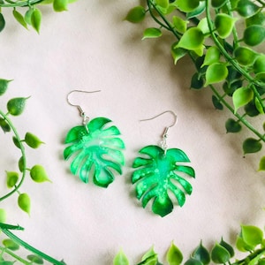 Botanical Earrings – Handcrafted Monstera Leaf Statement Jewelry
