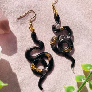 Orecchini Pendenti A Forma Di Serpente, Colore Oro. Gioielli Fantasy Perfetti Per Halloween