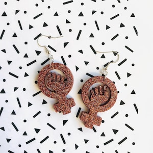 Handcrafted Feminist Symbol Earrings – Empowering Jewelry