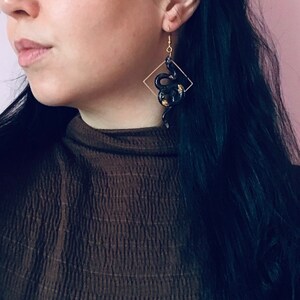 Snake Earrings, Geometric Earrings, Witchy Earrings, Serpent Earrings, Black Snake Earrings, Dangle Earrings, Statement Earrings image 6