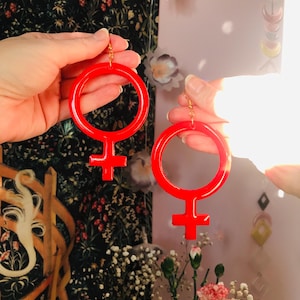Feminist Symbol Dangle Earrings – Handcrafted Statement Jewelry