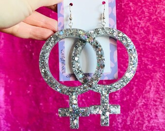 Feminist Symbol Dangle Earrings – Handcrafted Statement Jewelry