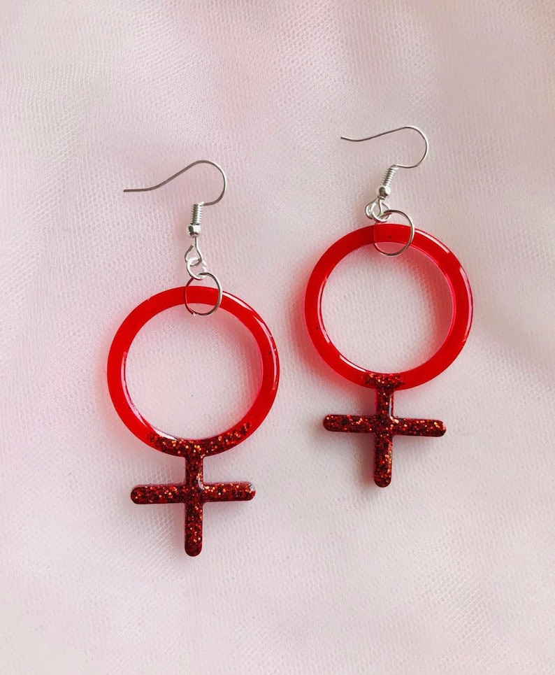 Feminist Earrings for Feminist Symbol for Feminism Jewelry for Feminist Jewelry Woman Symbol Venus Symbol Gift for feminist fashion image 1