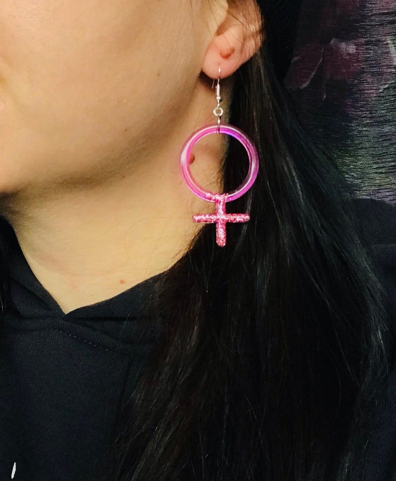 Feminist Earrings for Feminist Symbol for Feminism Jewelry for Feminist Jewelry Woman Symbol Venus Symbol Gift for feminist fashion image 3