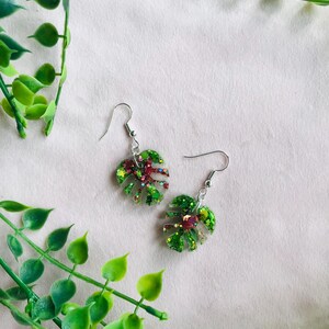 Botanical Earrings – Handcrafted Monstera Leaf Statement Jewelry