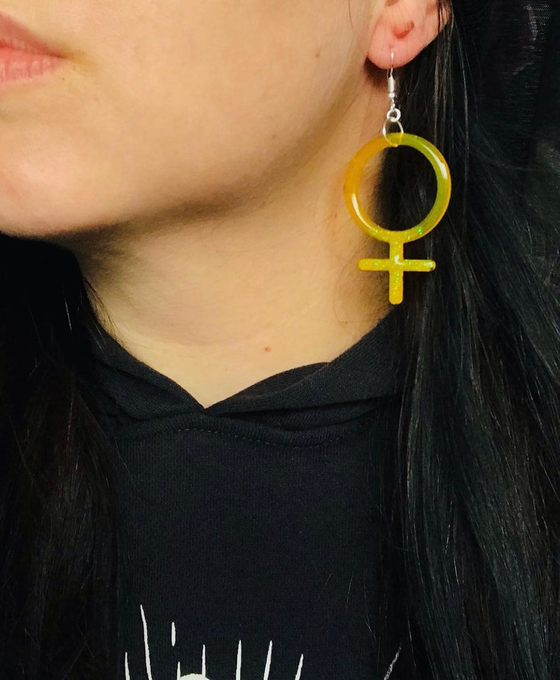 Feminist Earrings for Feminist Symbol for Feminism Jewelry for Feminist Jewelry Woman Symbol Venus Symbol Gift for feminist fashion image 3