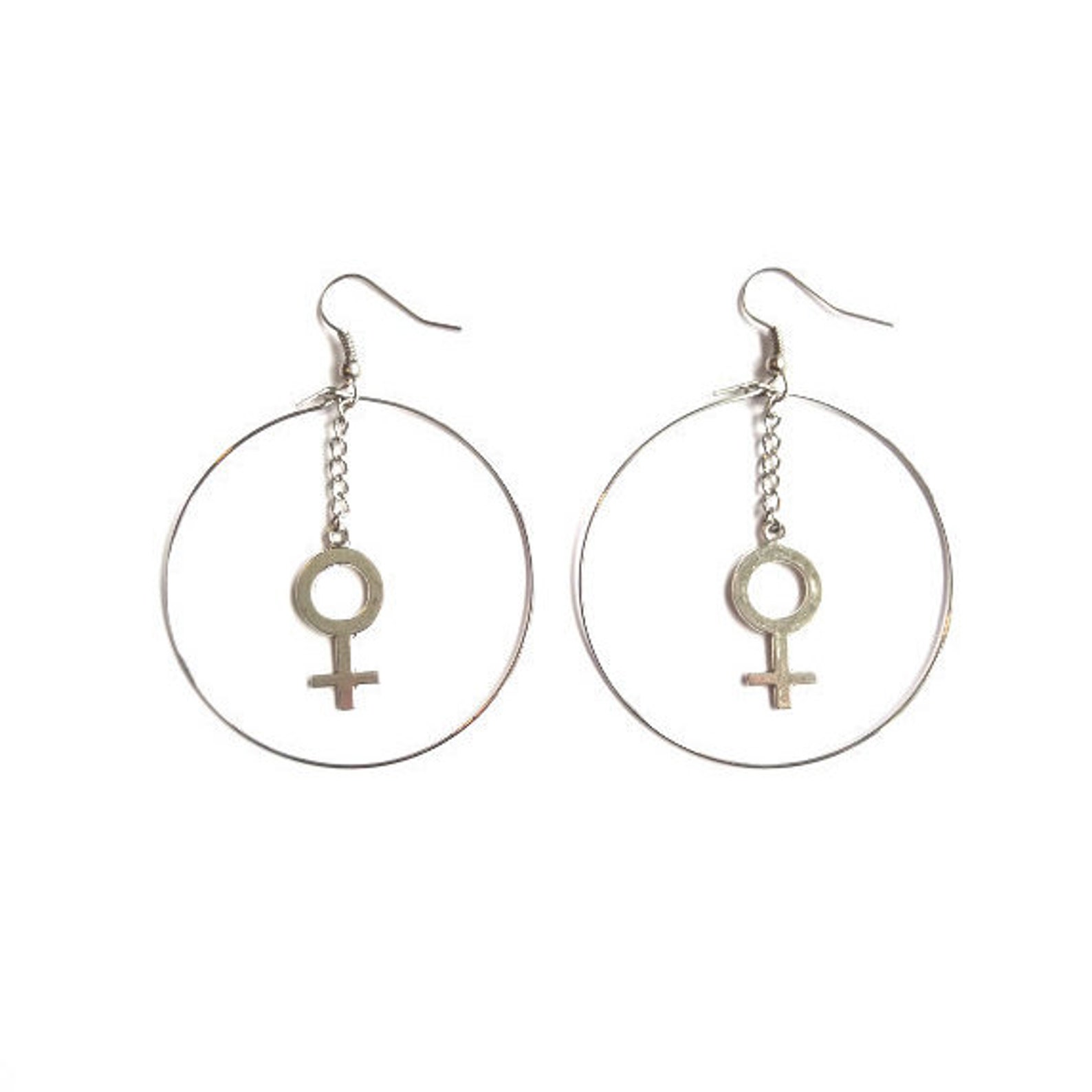 Feminist Hoop Earrings Venus Symbol Earrings Feminist Etsy