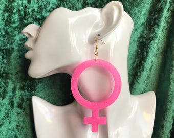 Feminist Symbol Dangle Earrings – Handcrafted Statement Jewelry