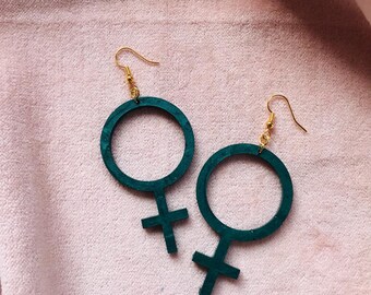 Feminist Symbol Earrings, Resin Venus Sign, Woman Power Jewelry