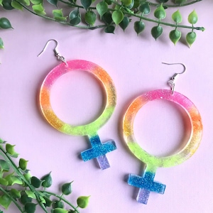 Feminist Symbol Dangle Earrings – Handcrafted Statement Jewelry