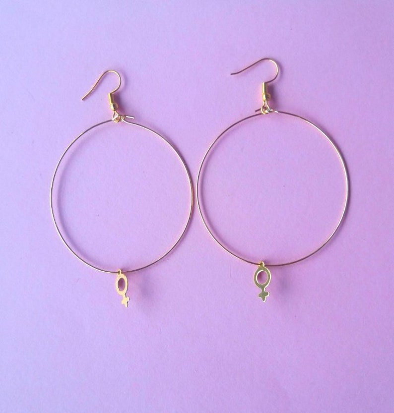 Feminist Hoop Earrings Feminist Earrings Feminist Gold Etsy