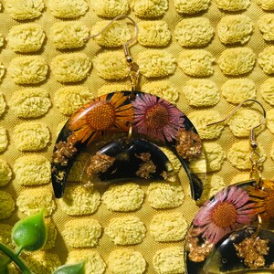 Resin Floral Earrings, Flower Earrings, Spring Earrings, Colorful Earrings, Floral Jewelry, Flower Jewelry, Dried Flowers, Witch Earrings image 3