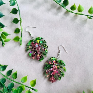 Botanical Earrings – Handcrafted Monstera Leaf Statement Jewelry