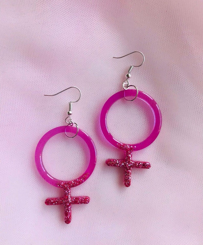 Feminist Earrings for Feminist Symbol for Feminism Jewelry for Feminist Jewelry Woman Symbol Venus Symbol Gift for feminist fashion image 1