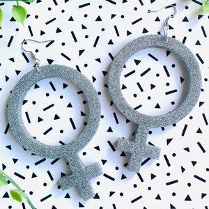 Feminist Symbol Dangle Earrings – Handcrafted Statement Jewelry