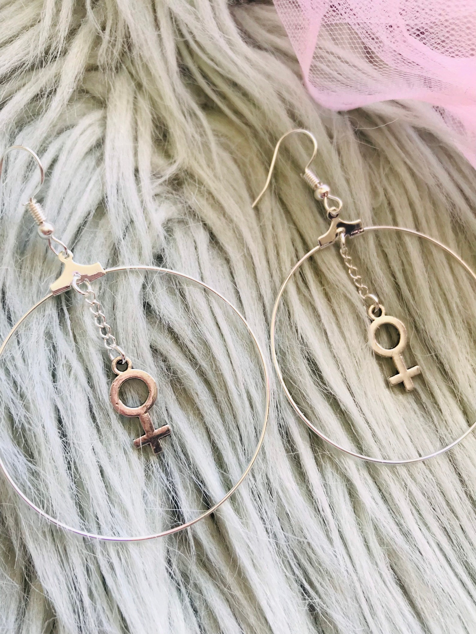 Feminist Hoop Earrings Venus Symbol Earrings Feminist Etsy