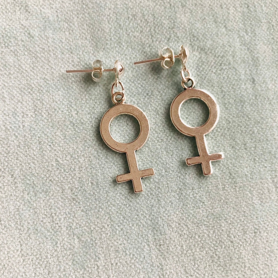 Studded Feminist Earrings Venus Symbol Earrings Woman Symbol Etsy