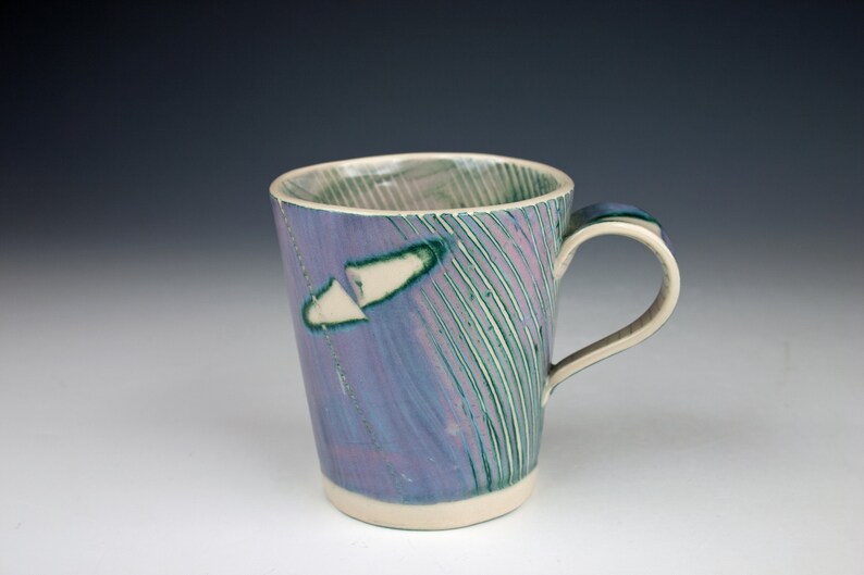 Small 8 oz mug slab built handmade porcelain clay cheerful Etsy