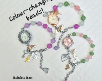 Watch Charms Bracelet Coloured Beads