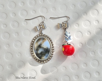 SNOW WHITE Magic Mirror and Poisoned Apple Mismatched Earrings