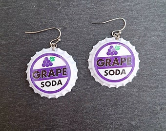 Grape Soda Bottle Cap Earrings