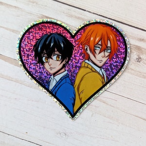 Heart Glitter Anime Sticker Waterproof Dishwasher Safe Anime manga decal Stickers Yaoi Bl boys love sasamiya Sasaki Miyano