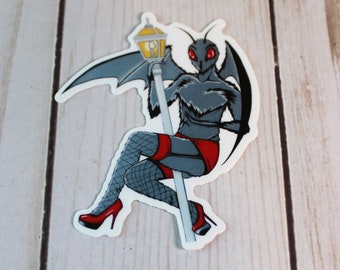 Mothman Moth Man West Virginia Sexy 3 or 4 inch Sticker Cryptid Cryptids waterproof vinyl dishwasher safe UV resistant Halloween