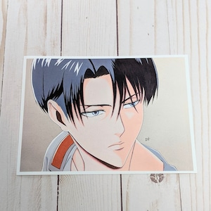 May include: A close-up drawing of a young man with blue-grey hair and brown eyes. He is wearing a white shirt with an orange collar and a blue undershirt. The drawing is done in a realistic style with shading and detail.