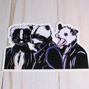 Nocturnal Trash Cats waterproof Sticker 4 inch vinyl dishwasher safe UV resistant Raccoon Racoon Opossum Possum Skunk Animals Cat