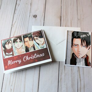 Wesołych Świąt Bożego Narodzenia Pozdrowienia Świąteczne Karty Wesołych Świąt Karty Anime Manga Levi Tworzenie Kart Art Karty Anime Karty Pozdrowienia Miecze