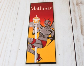 Mothman Bookmark Moth Man Funny Bookmarks Glossy Laminated Bookmark Cryptid Cryptids Hairy Monster Place Holder West Virginia