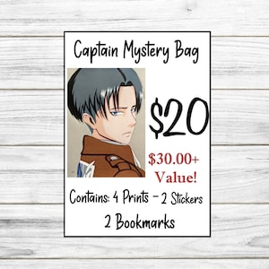 Captain Anime Mystery Bag Sticker Prints Lesezeichen Print Manga Geschenk Weeb Otaku Weihnachten Geburtstag Valentine Geschenke